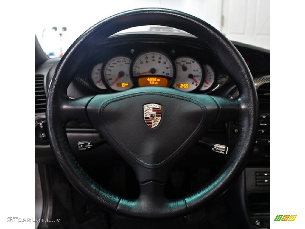 2002 Porsche 911 Turbo Coupe Black Steering Wheel Photo #82240707