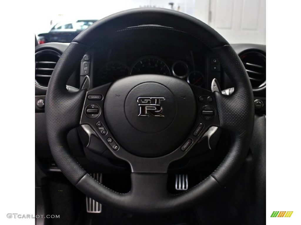 2014 Nissan GT-R Track Edition Track Edition Blue/Gray Steering Wheel Photo #82241961