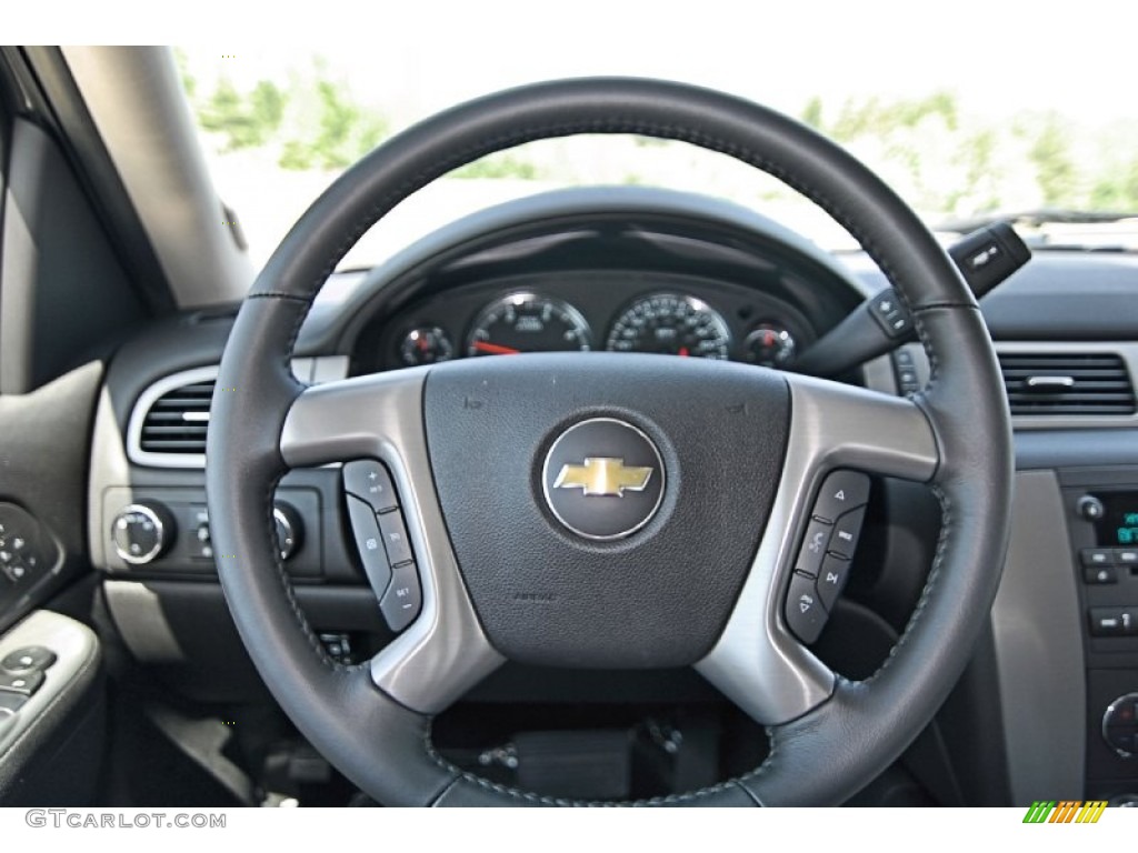 2013 Chevrolet Silverado 2500HD LTZ Crew Cab 4x4 Ebony Steering Wheel Photo #82243190