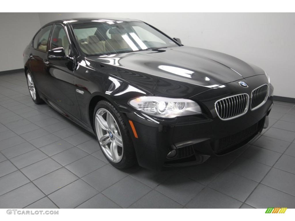 2013 5 Series 535i Sedan - Jet Black / Venetian Beige photo #1