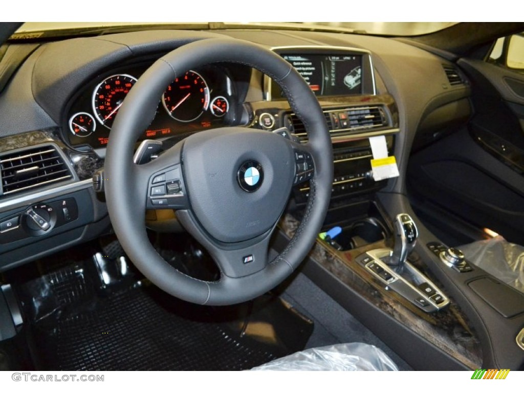 2014 BMW 6 Series 640i Gran Coupe Black Steering Wheel Photo #82249759