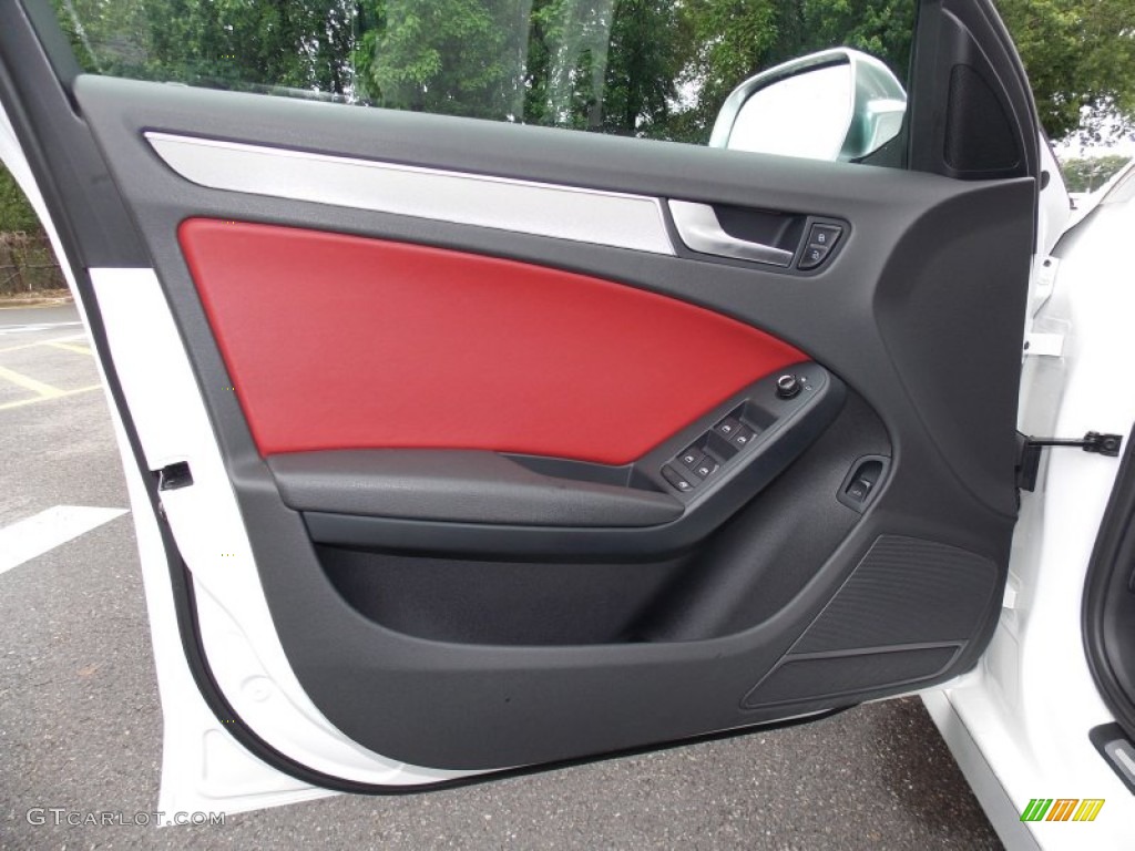 2010 Audi S4 3.0 quattro Sedan Black/Red Door Panel Photo #82250088