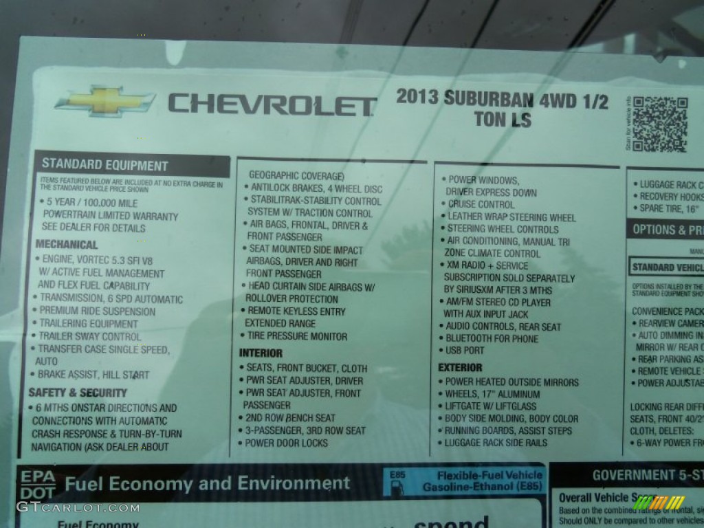 2013 Chevrolet Suburban LS 4x4 Window Sticker Photo #82250162