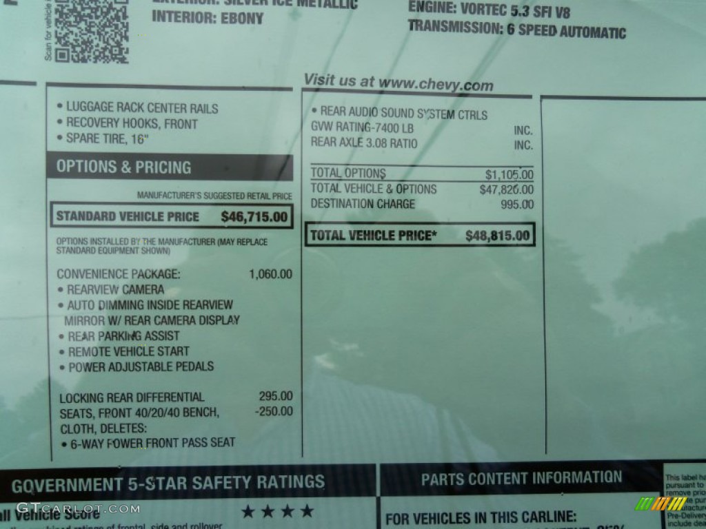2013 Chevrolet Suburban LS 4x4 Window Sticker Photo #82250184