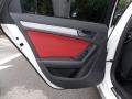 2010 Audi S4 Black/Red Interior Door Panel Photo