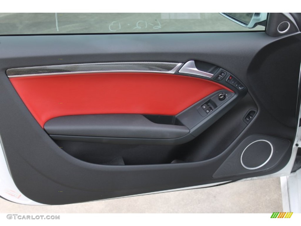 2012 Audi S5 4.2 FSI quattro Coupe Magma Red Door Panel Photo #82252800