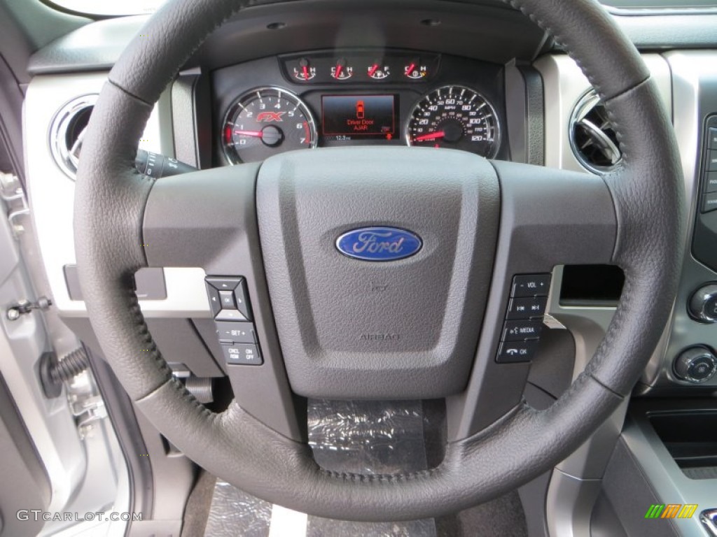 2013 Ford F150 FX2 SuperCab Black Steering Wheel Photo #82262657