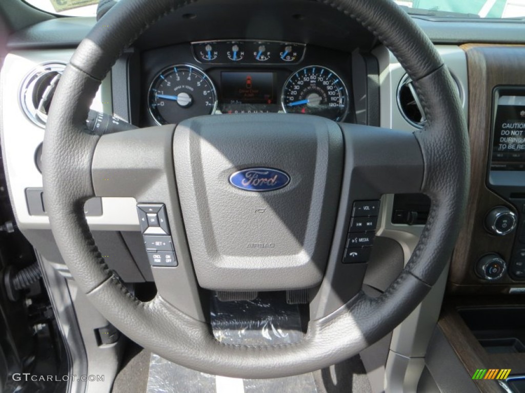2013 Ford F150 Lariat SuperCrew Black Steering Wheel Photo #82263255