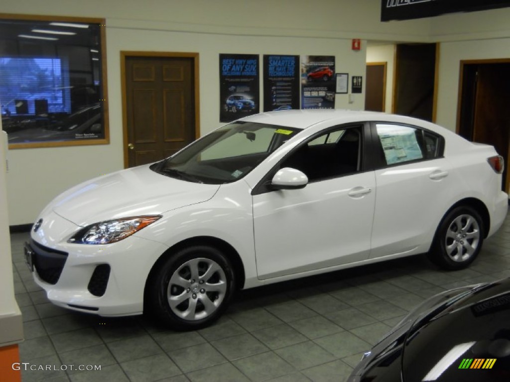 2013 MAZDA3 i SV 4 Door - Crystal White Pearl Mica / Black photo #1