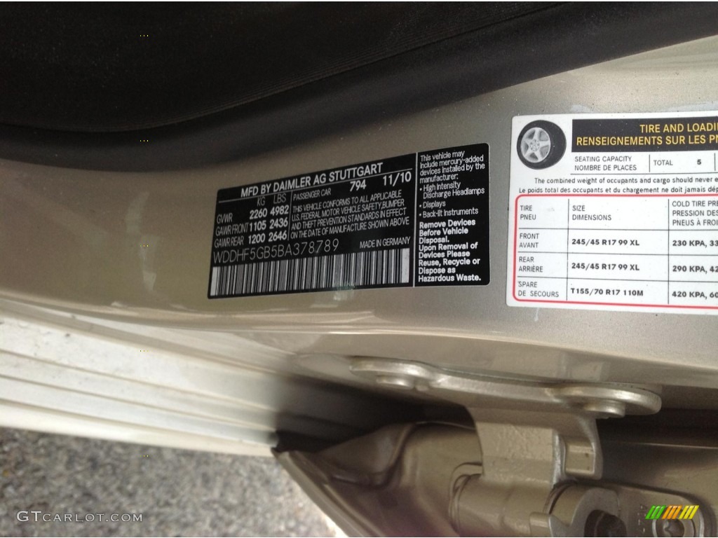 2011 E Color Code 794 for Pearl Beige Metallic Photo #82265199