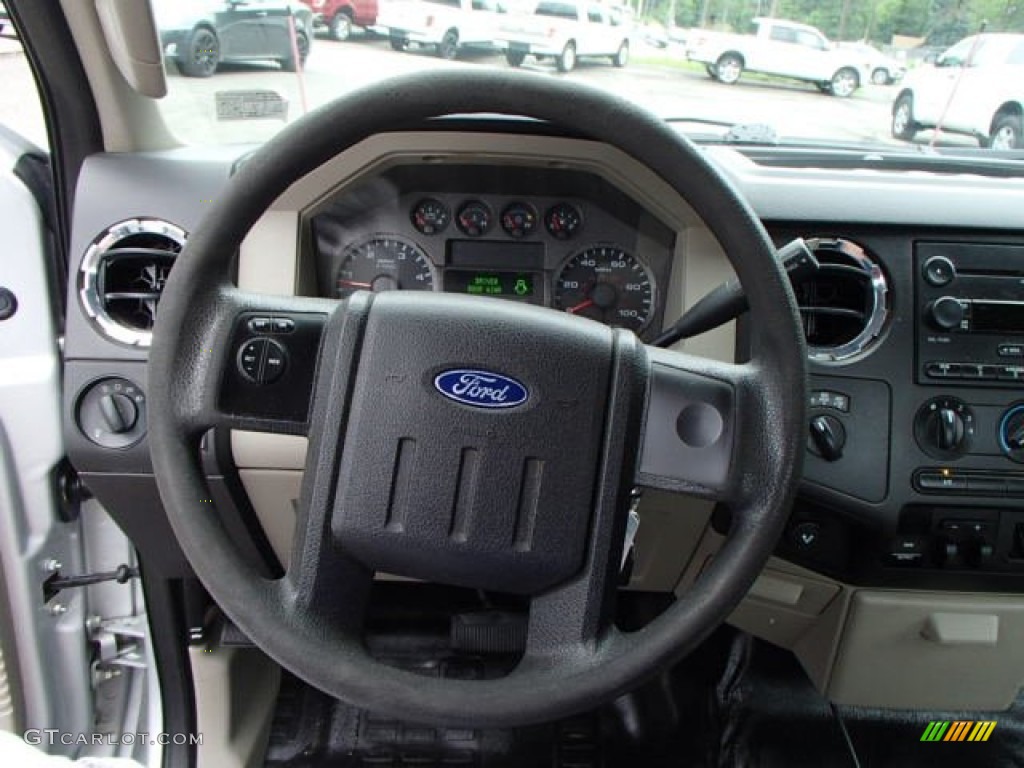 2008 Ford F350 Super Duty XL Regular Cab 4x4 Plow Truck Medium Stone Steering Wheel Photo #82265520