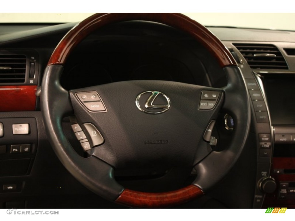 2008 Lexus LS 460 L Black Steering Wheel Photo #82266585