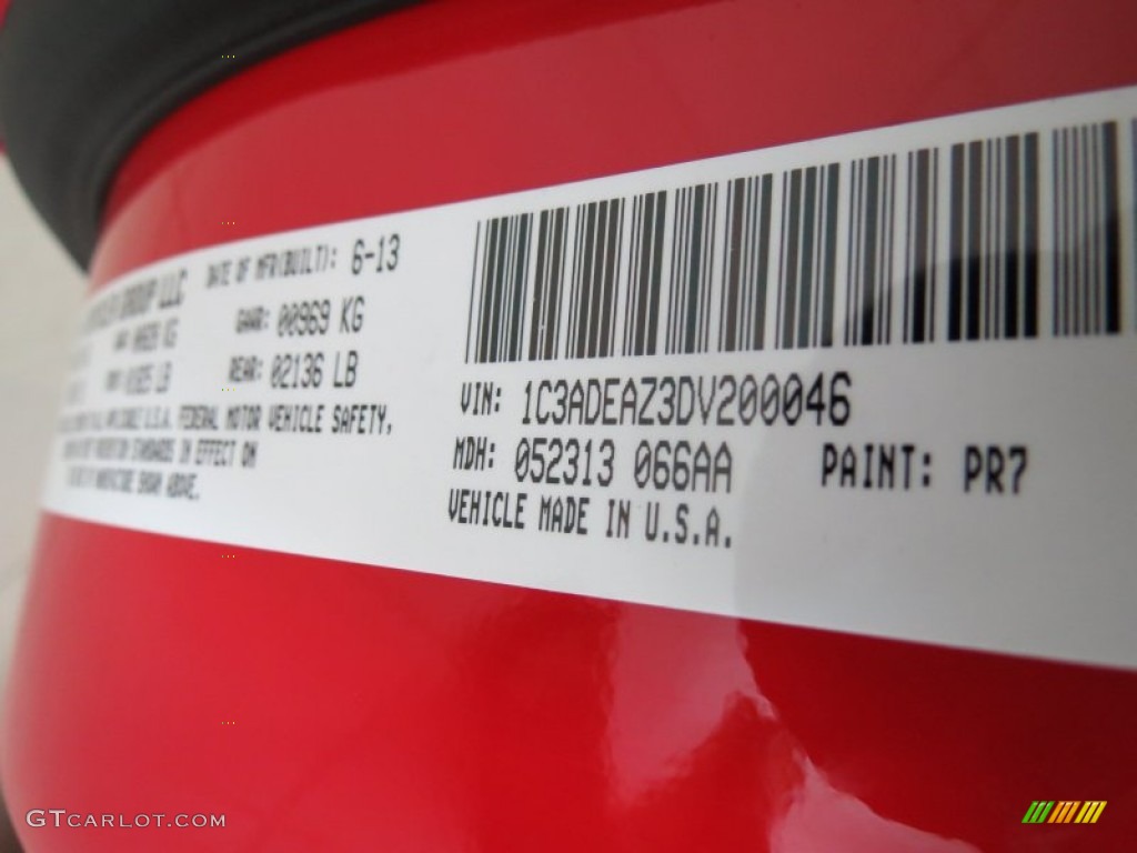 2013 SRT Viper Color Code PR7 for Adrenaline Red Photo ...