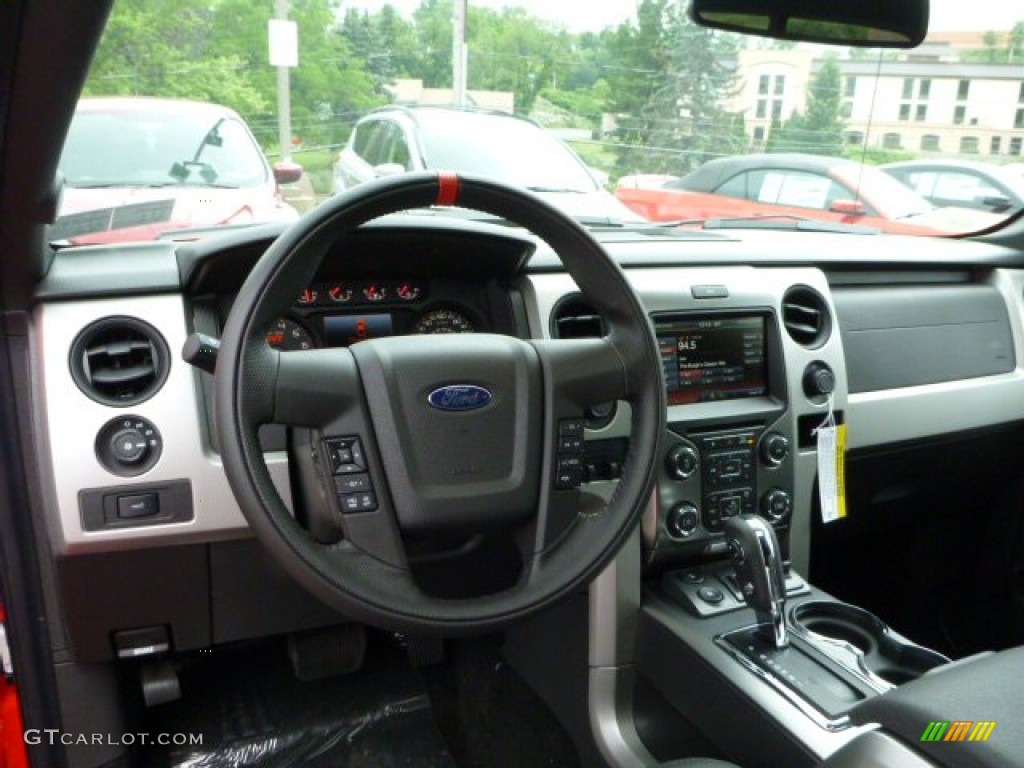 2013 Ford F150 SVT Raptor SuperCrew 4x4 Raptor Black Leather/Cloth Dashboard Photo #82283537