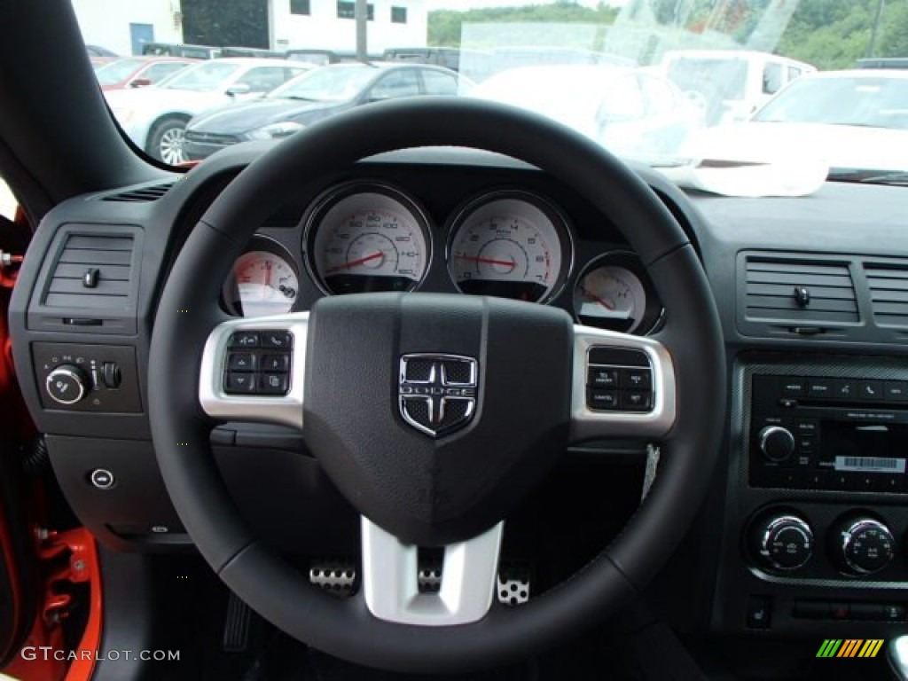 2013 Dodge Challenger R/T Dark Slate Gray Steering Wheel Photo #82294115
