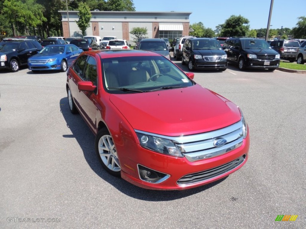 2010 Fusion SEL - Red Candy Metallic / Camel photo #1