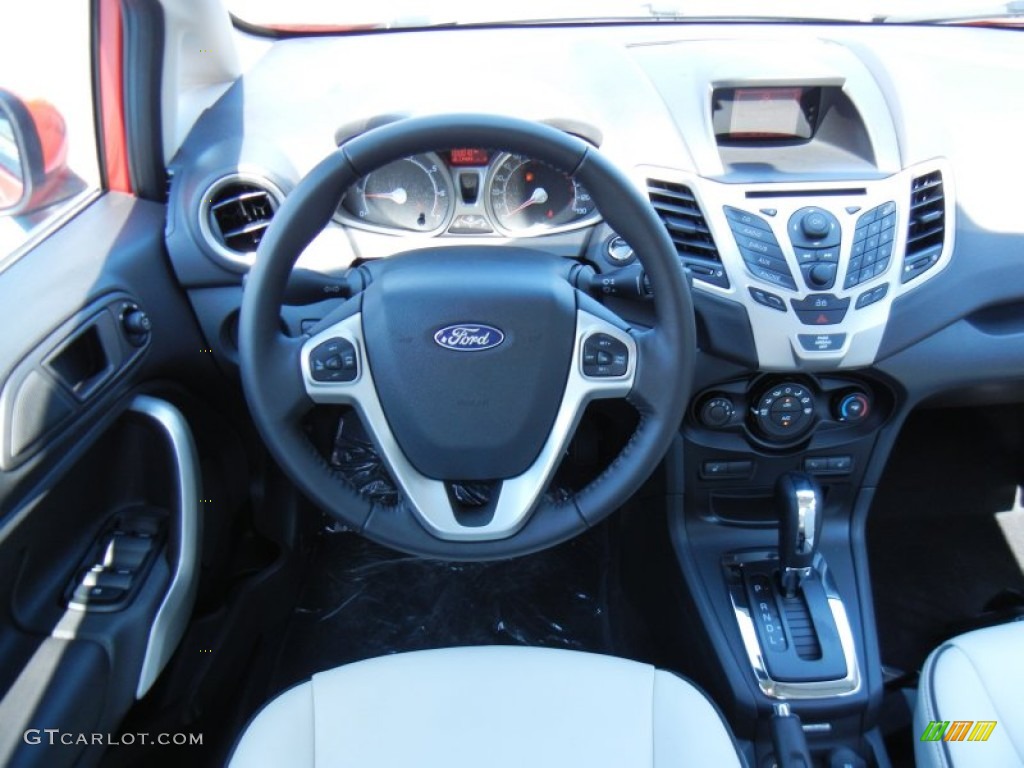 2013 Ford Fiesta Titanium Sedan Arctic White Leather Dashboard Photo #82300248