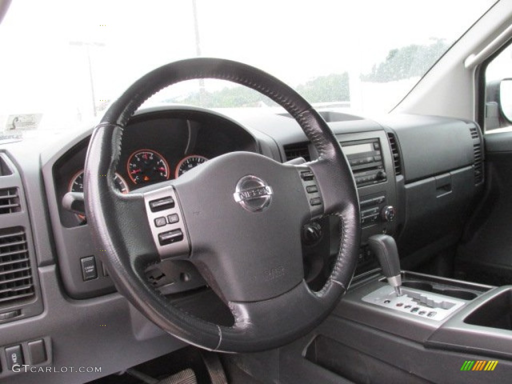 2010 Nissan Titan SE King Cab 4x4 Charcoal Steering Wheel Photo #82301562