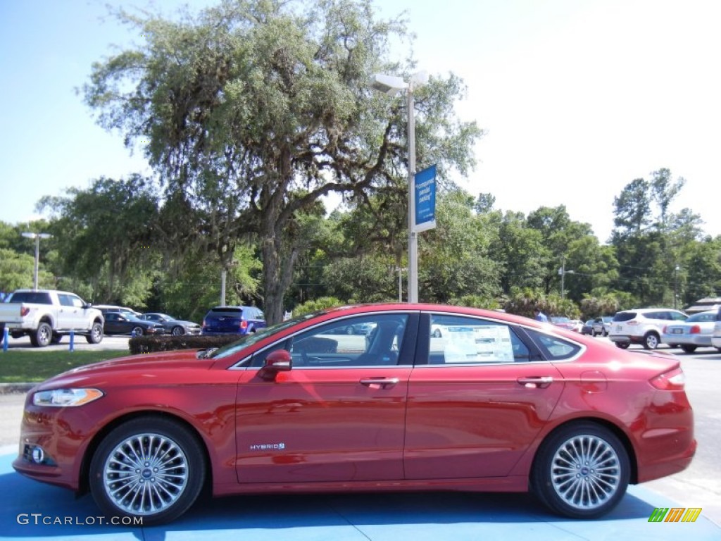 2013 Fusion Hybrid Titanium - Ruby Red Metallic / Charcoal Black photo #2