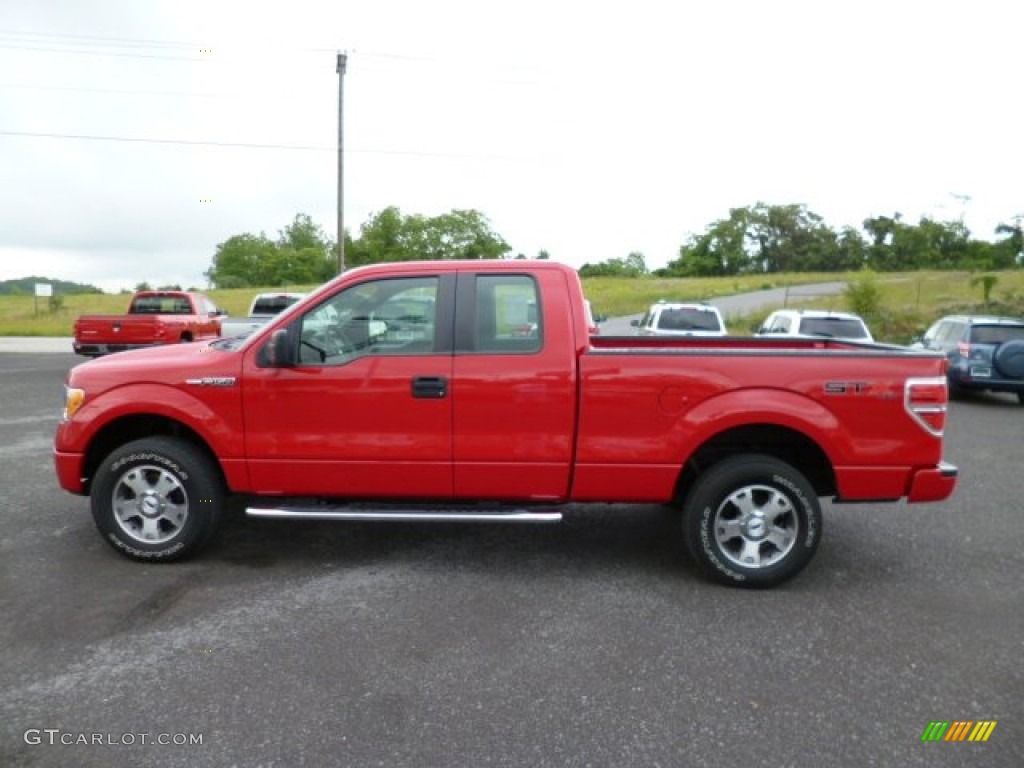 2010 F150 STX SuperCab 4x4 - Vermillion Red / Medium Stone photo #4