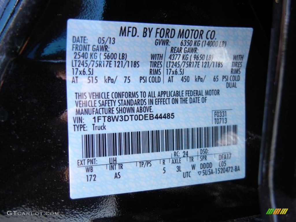 2013 F350 Super Duty Color Code UH for Tuxedo Black Metallic Photo #82304517