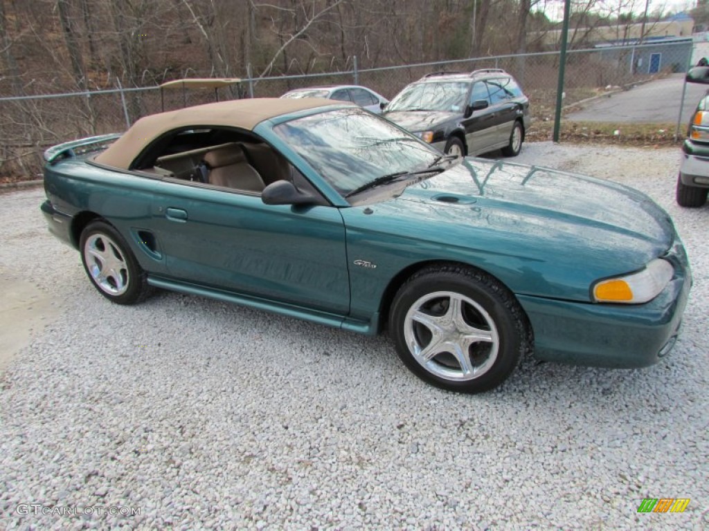 1998 Mustang GT Convertible - Pacific Green Metallic / Saddle photo #2