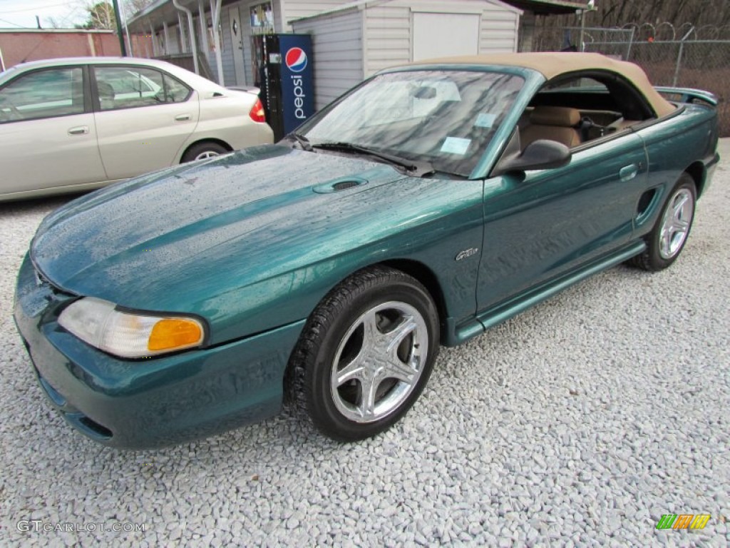 1998 Mustang GT Convertible - Pacific Green Metallic / Saddle photo #10