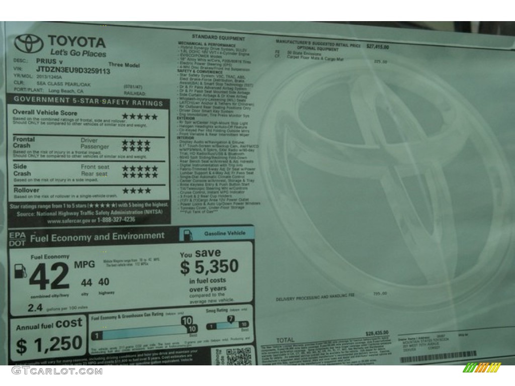2013 Prius v Three Hybrid - Sea Glass Pearl / Bisque photo #10