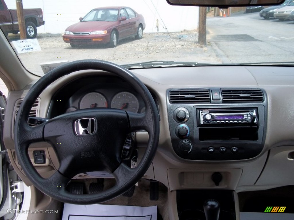 2002 Honda Civic LX Coupe Beige Dashboard Photo #82314956