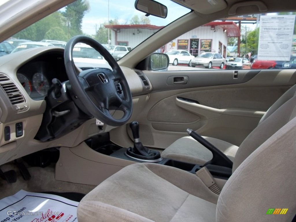 2002 Civic LX Coupe - Taffeta White / Beige photo #12