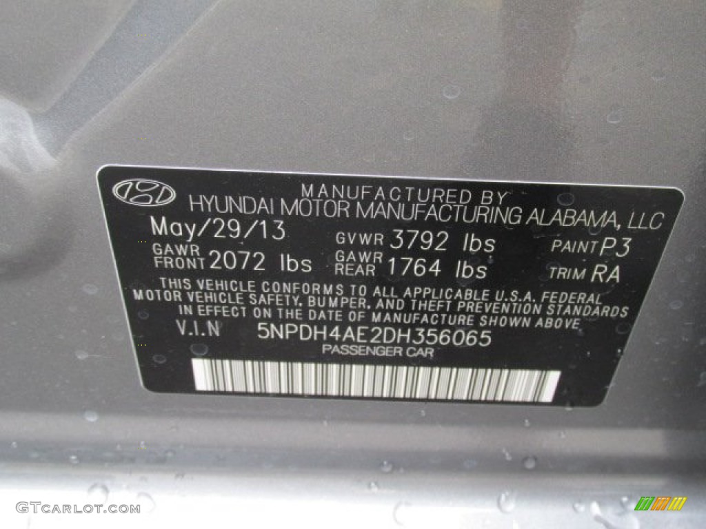 2013 Elantra Limited - Harbor Gray Metallic / Gray photo #10