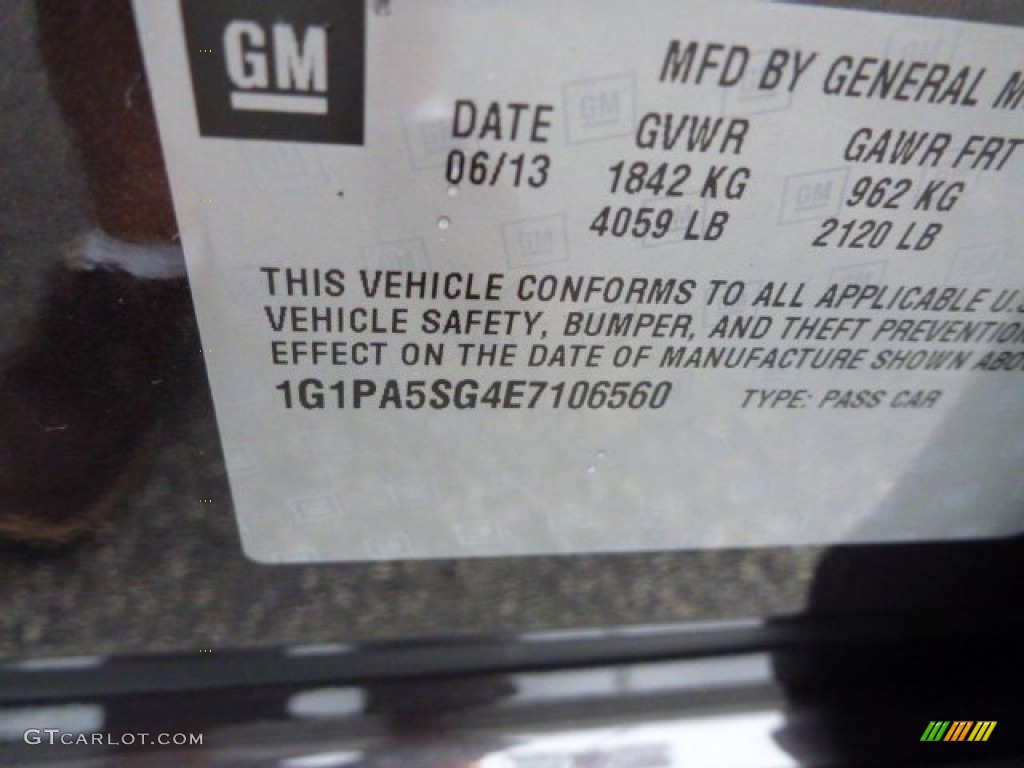 2014 Chevrolet Cruze LS Info Tag Photo #82316357