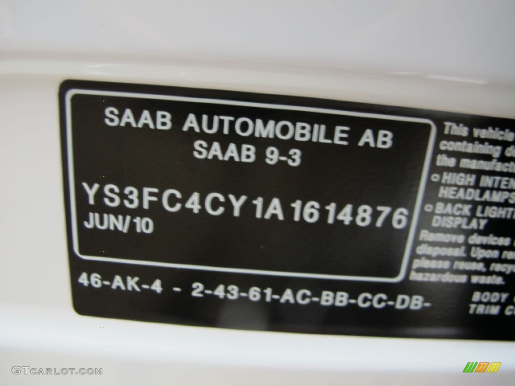 2010 9-3 Aero Sport Sedan - Arctic White / Black/Parchment photo #35