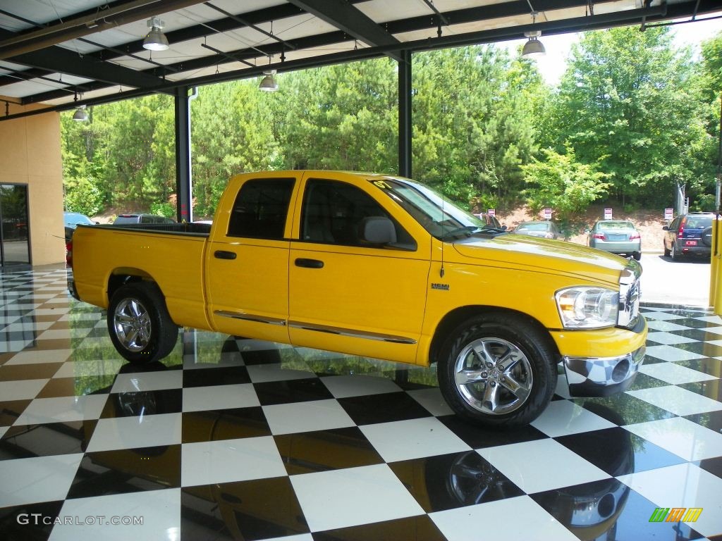 2007 Ram 1500 Laramie Quad Cab - Detonator Yellow / Medium Slate Gray photo #1