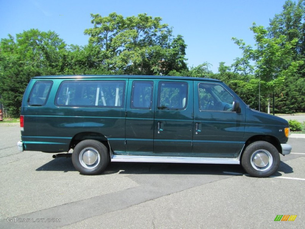 1999 E Series Van E350 Super Duty XLT Extended Passenger - Deep Emerald Green Metallic / Medium Graphite photo #9