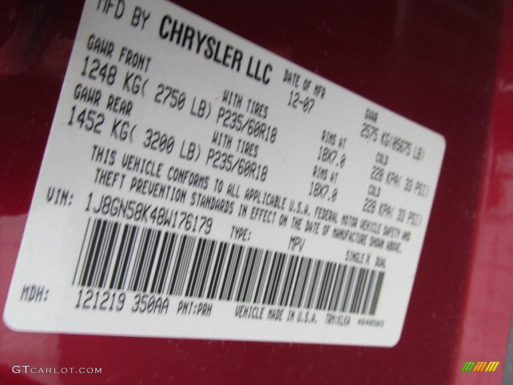 2008 Jeep Liberty Limited 4x4 Color Code Photos