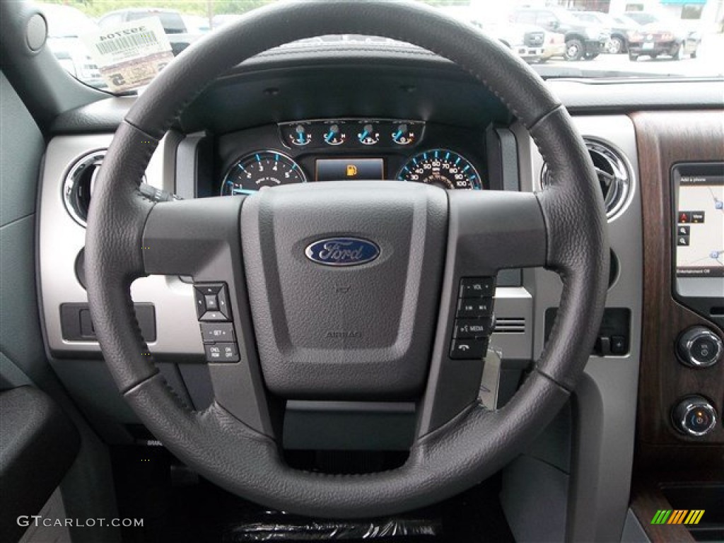 2013 Ford F150 Lariat SuperCrew Steel Gray Steering Wheel Photo #82336697