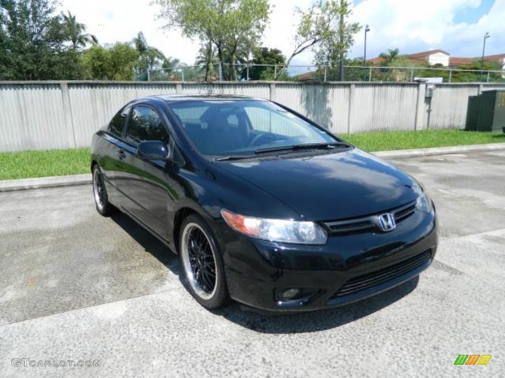 2007 Civic LX Coupe - Nighthawk Black Pearl / Gray photo #1