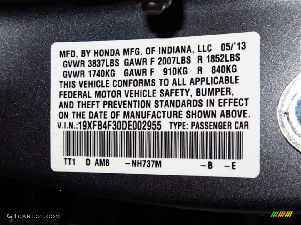 2013 Civic Color Code NH737M for Polished Metal Metallic Photo #82353919