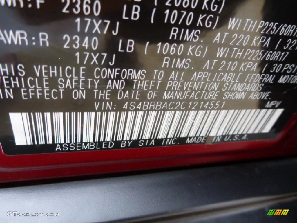 2012 Outback 2.5i - Ruby Red Pearl / Off Black photo #16