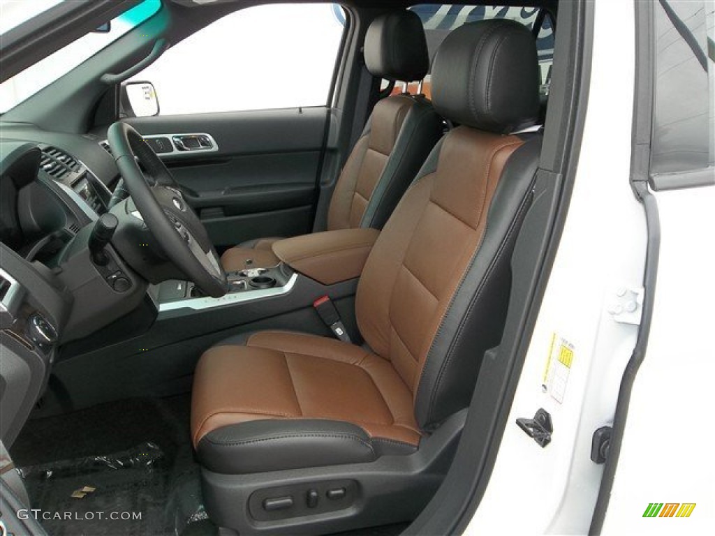 2013 Explorer Limited - White Platinum Tri-Coat / Pecan/Charcoal Black photo #26