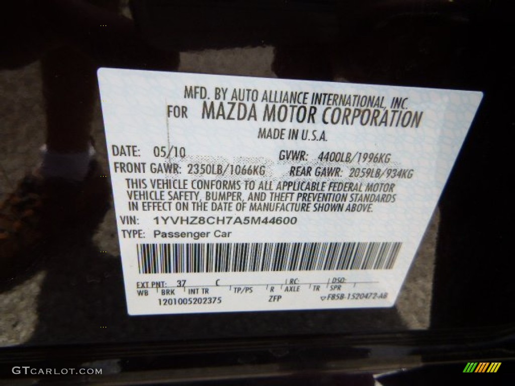 2010 MAZDA6 i Touring Sedan - Black Cherry Metallic / Black photo #24