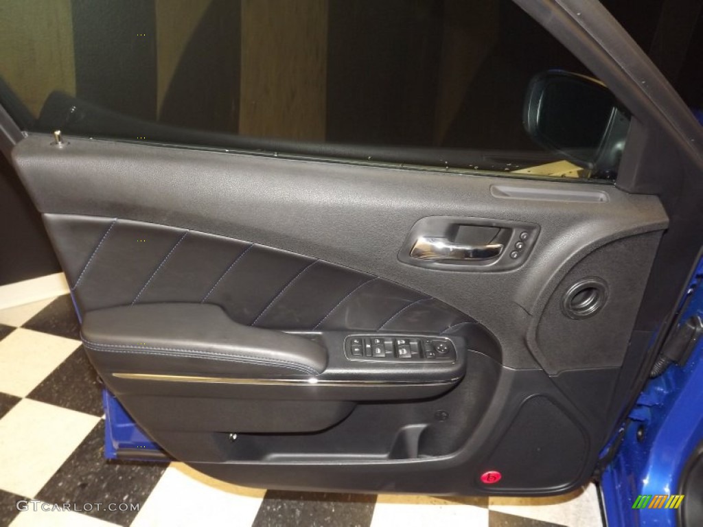 2013 Dodge Charger R/T Daytona Daytona Edition Black/Blue Door Panel Photo #82366801