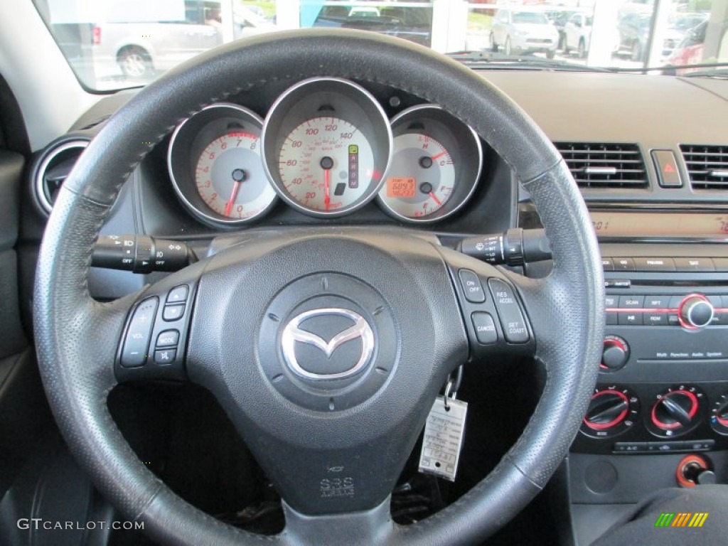 2008 Mazda MAZDA3 i Sport Sedan Black Steering Wheel Photo #82375480
