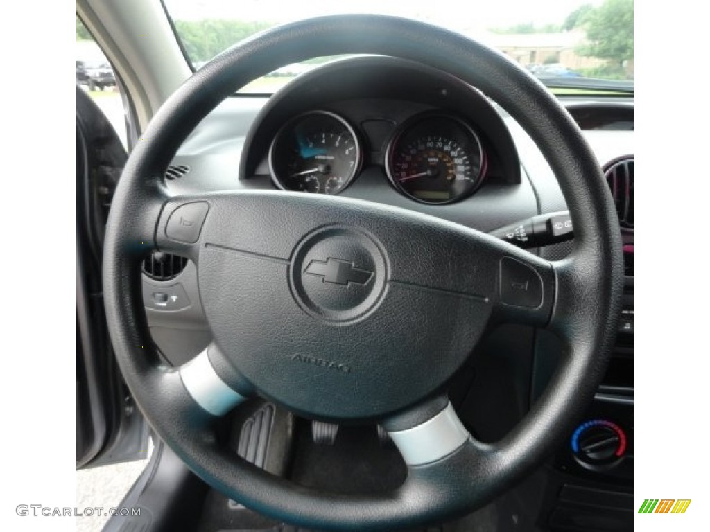 2008 Chevrolet Aveo Aveo5 LS Charcoal Steering Wheel Photo #82376959