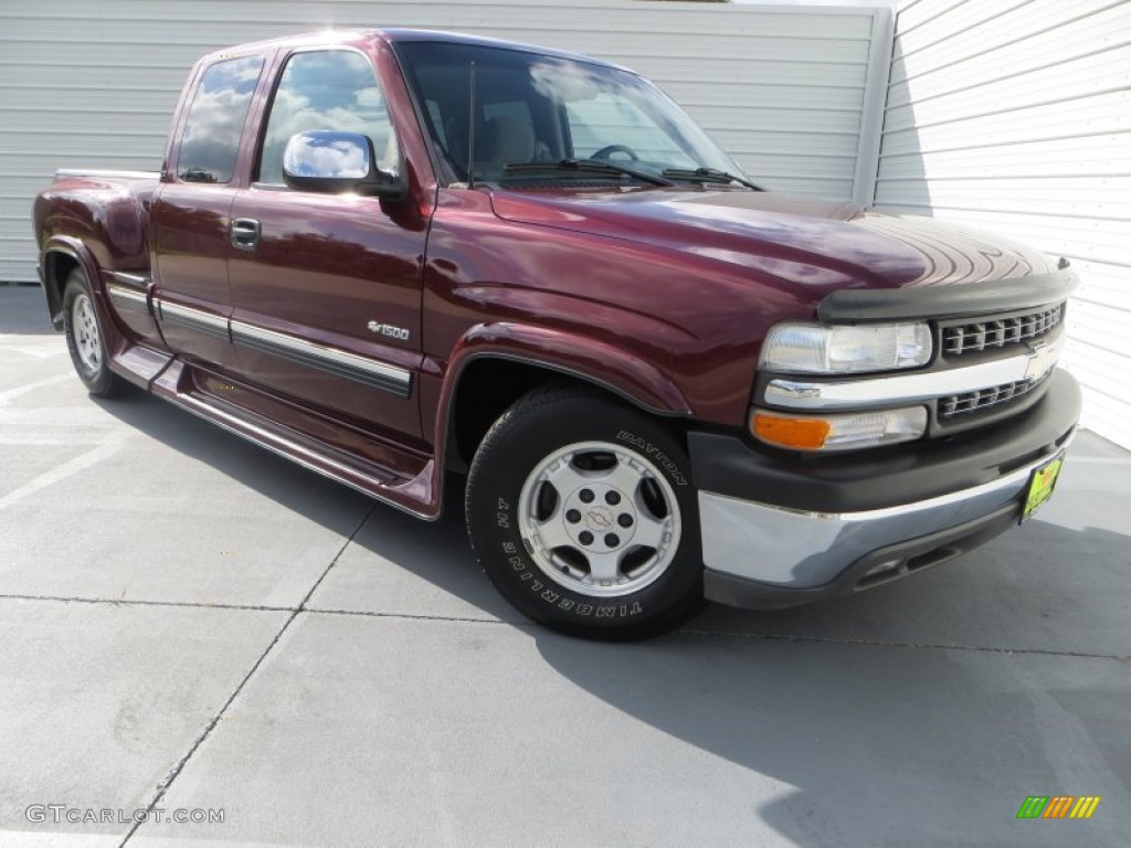 1999 Silverado 1500 LT Extended Cab - Dark Carmine Red Metallic / Medium Gray photo #2