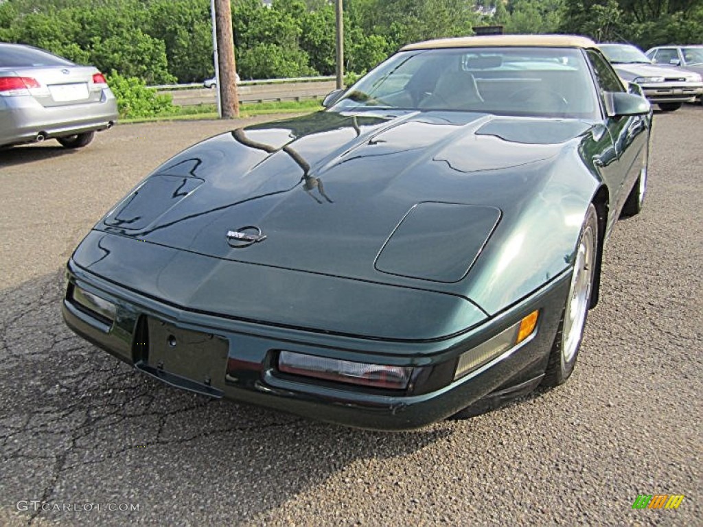 1994 Corvette Convertible - Polo Green Metallic / Light Beige photo #13