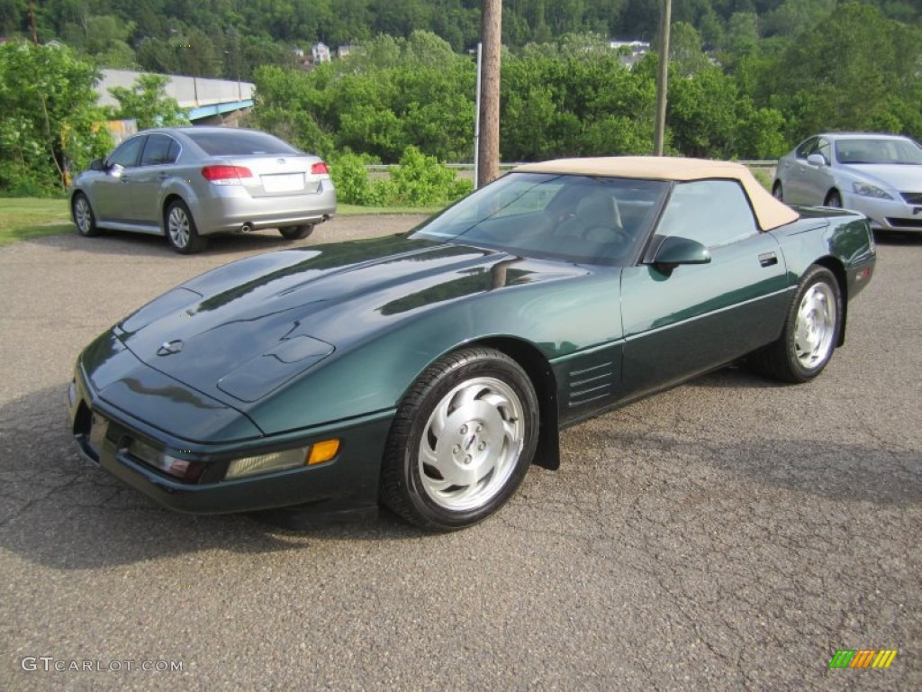 1994 Corvette Convertible - Polo Green Metallic / Light Beige photo #14