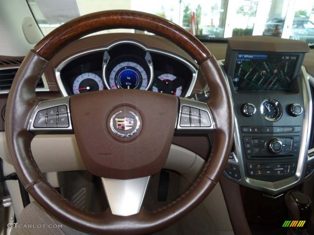 2012 Cadillac SRX Premium AWD Shale/Brownstone Steering Wheel Photo #82384947