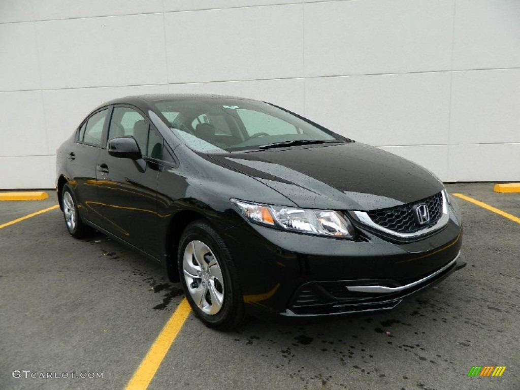Crystal Black Pearl 2013 Honda Civic LX Sedan Exterior Photo #82386718